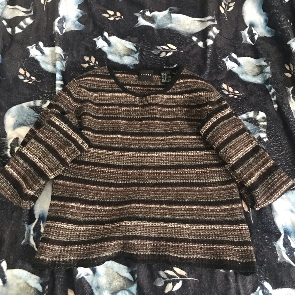 y2k vintage striped earth toned cropped long sleeve